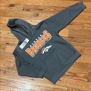 NFL Gray and Orange Broncos Kids Hoodie